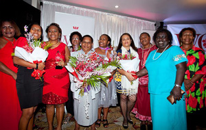 2013 WOW winners and several finalists L-R: Angelyn Baker, Winsome Nenewa, Dorish Mondo-Mulas, Dr Mobuma Kiromat, Maria Linibi, Anthonia Apurel, Sarah Shelley, Penny Sagembo, Dr Dinah Dovona-Ope and Rose Singadan — at Gateway Hotel