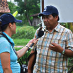 Dr Sugama being interviewed by Australian journalist, Sarina Locke.