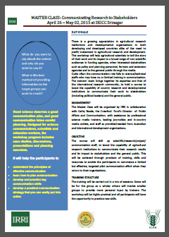 Read how IRRI has explained the Master Class to participants